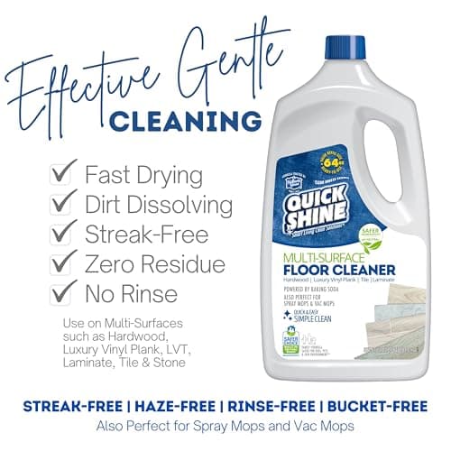 Quick Shine Multi Surface Floor Cleaner 64oz, 2Pk | Ready to Use-Streak Free- No Rinse | Use on Hardwood, Laminate, Luxury Vinyl Plank & Stone | Use in Spray Mops & Vac Mops | Safer Choice Cleaner