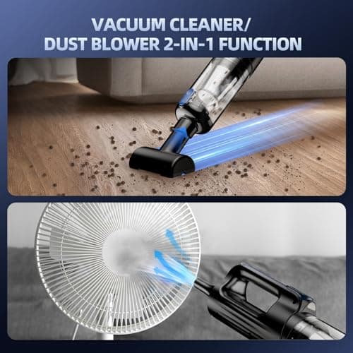 Car Vacuum Portable Cordless, 18000Pa 2 in 1 Cleaner&Air Duster, 130W Brushless Motor Handheld Vacuum Cordless with 7800mAh Battery, LED Light, Multi-Nozzles for Car, Home, Office, Pet
