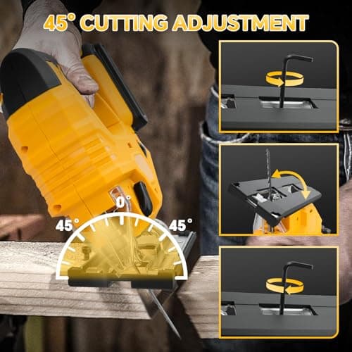 Cordless Jig Saw for Dewalt 20v Battery, Brushless Jigsaw with LED Light, 7 Variable Speed, 45° Beveled Cuts, 4 Orbital Settings, 3 Jigsaw Blades for Wood/Metal Cutting