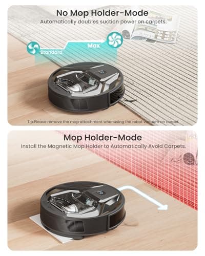 Lefant M320 Robot Vacuum Cleaner, Carpet Detection, 6,000 Pa Suction, Low Noise, 800ml Visible Dustbin, 210 Mins Runtime, Self-Charging, Works with Alexa, Ideal for Hard Floor, Pet Hair, Black
