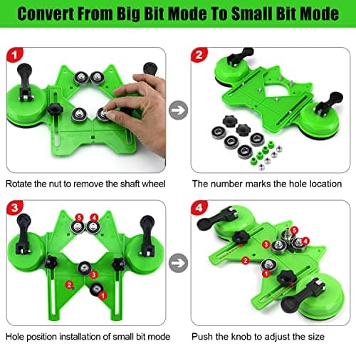 Diamond Hole Saw Kit 17PCS Tile Drill Bits Sets with Double Suction Cups Hole Saw Guide Jig Fixture from 6 mm-50 mm Hollow Drill Hole Saw Set for Ceramic, Glass, Tile, Porcelain, Marble, Granite