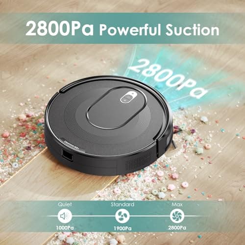W6+ Robot Vacuum Cleaner,2800Pa Suction,720ml Large Capacity,120 Mins Runtime,Self-Charging Slim Robotic Vacuums,APP/Voice/Remote Control,No Entanglement Suction Port Ideal for Pet (Black)