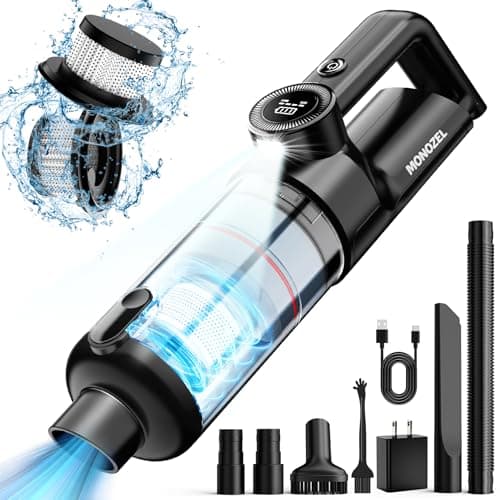 Handheld Vacuum Cordless - Car Vacuum Cleaner with Brushless Motor, 15000Pa Strong Suction with LED Light, Type C Cable and Charger, 2 Fliters, Portable Hand Vacuum for Home, Pet and Car