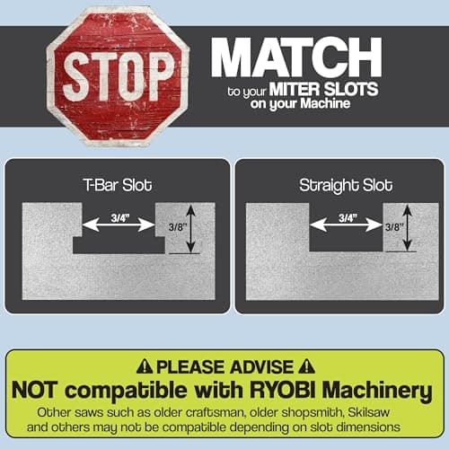 Fulton Miter Gauge 2000 SE HDF NoPlay Expandable Glides Steel Miter Bar for 3/4 x 3/8 Inches, Miter Slot UHMW Slick Base Pad, Protractor Style Head 13 Positive Stops, Aluminum Dual 45 Degree