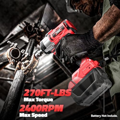 Cordless Impact Wrench Compatible with Milwaukee 18v Battery: 250Ft-lbs(340N.m) 3/8" Brushless Electric Impact Gun, 2400RPM High Torque Impact Driver, Power Impact Wrench, Bare Tool