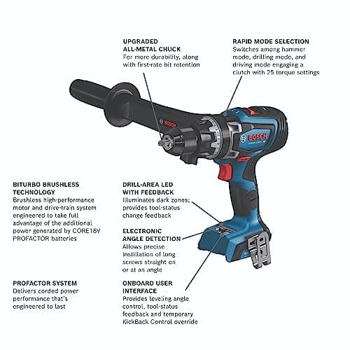 BOSCH GSB18V-1330CN PROFACTOR™ 18V Connected-Ready 1/2 In. Hammer Drill/Driver (Bare Tool)