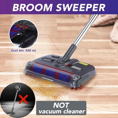 Cordless Sweeper, Cordless Electric Sweeper Rechargeable Cordless Sweeper, 360 Direction, Hard Floor Sweeper Roller Sweeper for Home Crumbs,Kitchen, pet Hair,and Floor Cleaning
