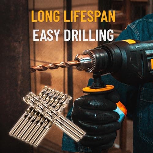 29Pcs Drill Bit Set, 135 Degree Tip High Speed Steel with Black and Gold Finish, Stainless Steel, Plastic and Wood with Metal Indexed Storage Case 1/16"-1/2" (29pcs Black and Gold)