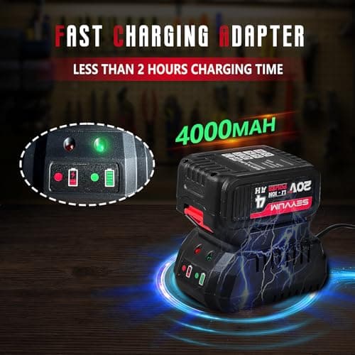 SEYVUM Impact Wrench,1/2" Impact Gun, Power Impact Driver Max Torque 320 Ft-lbs (430N.m), Cordless Impact Wrench with 20V Brushless Motor, 4.0Ah Li-ion Battery with Fast Charger, 4 Pcs Impact Sockets