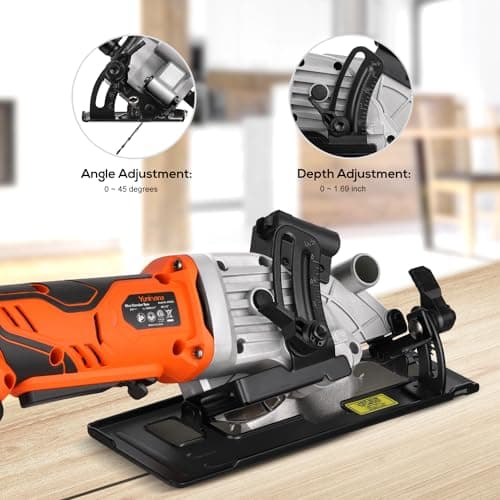 Mini Circular Saw, 20V 3400RPM Professional Cordless Circular Saw, Adjustable Angle and Depth,Max Cutting Depth 1-2/3"(90°), 1-1/8"(45°), Laser Guide, Rip Guide