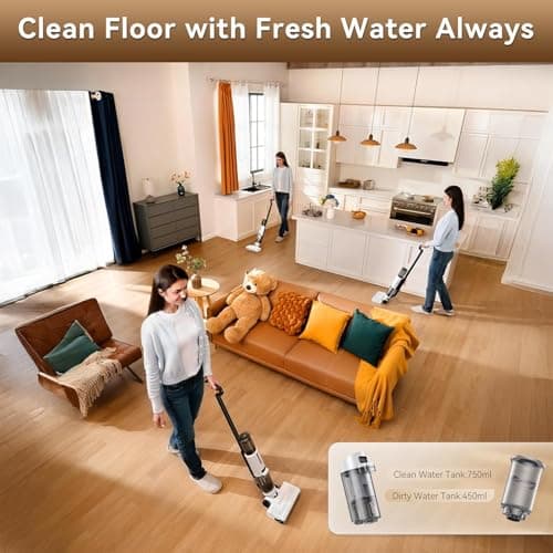 JONR ED12 Lite Wet Dry Vacuum Cleaner, Cordless Vacuum Mop with Self-Washing, 0.1 inch Edge Cleaning, 30min Runtime, Anti-Tangle Design, 7.7lbs Lightweight Mop Vacuum Cleaner for Hard Floors