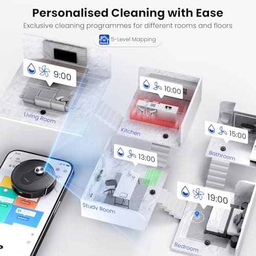Proscenic Q8 Max Robot Vacuum and Mop with Self Emptying for 60 Days, 5,000 Pa Suction, LiDAR Navigation with Home Mapping, 200 Min Run, Auto Self-Charging, WiFi APP Control for Floor