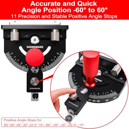 Table Saw Miter Gauge with Micro Adjustable Flip Stop and Extendable Fence and Quick Angle Stop for Table Saw Band Saw Router Table Fit 3/8 x 3/4" T Slot for Woodworking Crosscut, Miter Cut