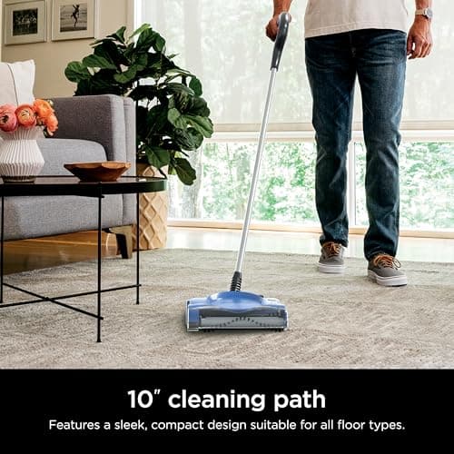 Shark Rechargeable Floor Sweeper, Motorized Brushroll, Compact Swivel Design, Easy-Empty Dust Cup, 10" Cleaning Path, Powerful Debris, Dust & Pet Hair Pickup, for All Floor Types, Blue, V2700Z