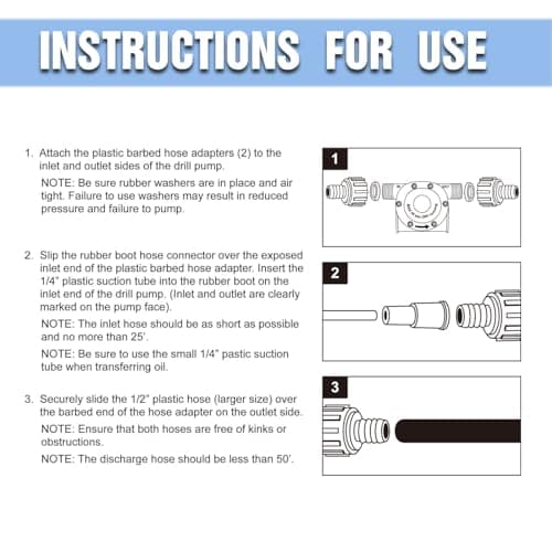 Portable Self Priming Mini Hand Drill Water Transfer Pump Kit with Suction and Discharge Hose for Water Oil Fluid Transfer