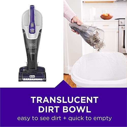 BLACK+DECKER dustbuster QuickClean Pet Cordless Handheld Vacuum with Motorized Upholstery Brush, White (HLVB315JP07)