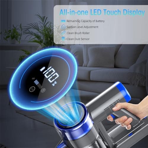Cordless Vacuum Cleaner, 33KPA/400W Rechargeable Stick Vacuum Cleaner with 45 Mins Runtime, 6-in-1 Lightweight Portable Handheld Stick Vacuum for Home Hard Floor Carpet Car Pet Hair