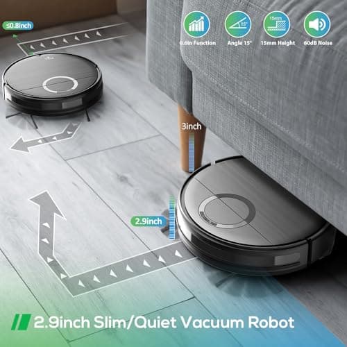 Robot Vacuum and Mop Combo, 2 in 1 Mopping Robot Vacuum Cleaner with 2000Pa Max Suction, Wi-Fi/App/Remote, Schedule, Self-Charging Slim Robotic Vacuum, Ideal for Pet Hair, Low-Pile Carpet, Hard Floor