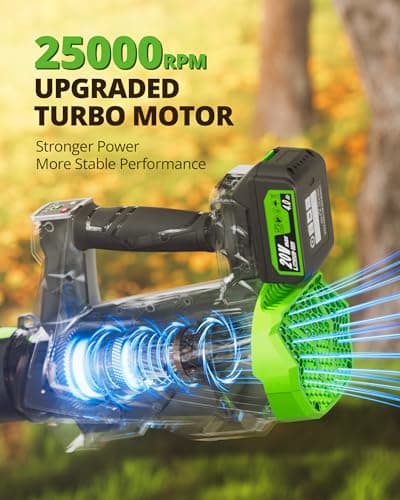 Leaf Blower Cordless 630CFM with 2×4000mAh Batteries and Charger, PATOOLIO 5 Speed Mode Cordless Blower Handheld for Patio, Lawn Care, Snow Blowing Yard Garden Blower