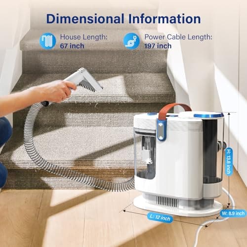 Portable Carpet Cleaner Machine, Carpet Shampooer, 15Kpa Upholstery Cleaner with 3 Tools, 54oz Large Water Tank, 16.4ft Power Cord, Spot and Stain Deep Cleaner for Rug, Couches, Car,azure