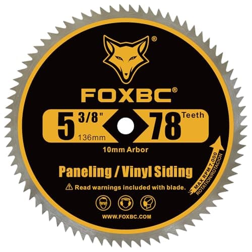 FOXBC 5 3/8 Inch Circular Saw Blade 78 Tooth for Paneling, Plastics, Vinyl Siding Cutting with 3/8" (10mm) Arbor, Replacement for DeWalt DW9053-3 Pack