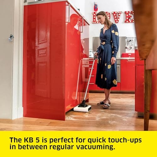 Kärcher KB 5 Electric Floor Sweeper Broom, for Carpets, Hardwood Floors and Tiles, Lightweight and Cordless, Ideal for Fur, Hair, Dirt & Dust