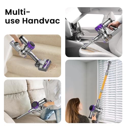 S3 Cordless Vacuum Cleaner, 45kPa Powerful Suction Vacuum Cleaners for Home, 55-Min Runtime Rechargeable Stick Vacuum, Self-Standing, for Pet Hair Carpet Hard Floor, LED Display