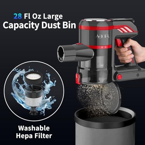 Vacuum Cleaners for Home, Lightweight Cordless Vacuum Cleaner for Hard Carpet, Hard Floor, Pet Hair, 30Kpa Vacuum Cleaner with HEPA Filter, Side Light, Max 55 Mins, Full Touch Screen
