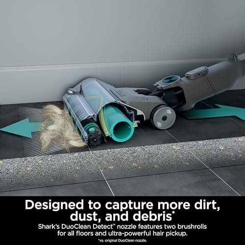 Shark PowerDetect Cordless Stick Vacuum, Powerful Suction, HEPA Filtration, Carpet & Hard Floor, Portable, Stick Vacuum for Pet Hair, Java Ice Blue, IP1255