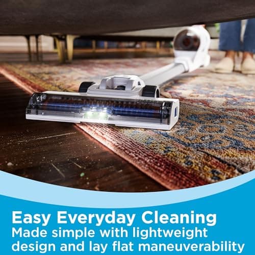 BLACK+DECKER POWERSERIES+ 16V MAX Cordless Stick Vacuum with LED Floor Lights, Lightweight, Multi-Surface, White (BHFEA420J)