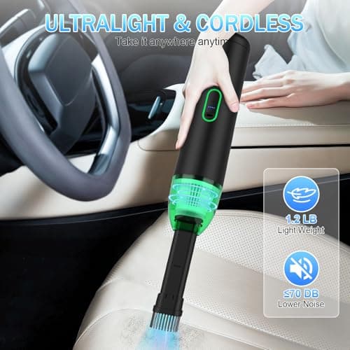 AVCNUJ Handheld Vacuum Cordless, 14000PA Strong Suction with Brushless Motor, Portable Car Vacuum Cleaner, Ultra-Lightweight 1.2lbs, 2-in-1 Dust Removal Vacuum Cleaner for Car Office Home Pet Hair