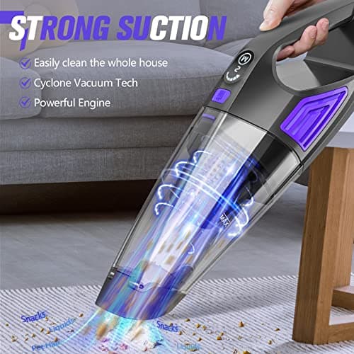 Handheld Vacuum Cordless Cleaner,Powerful Portable and Dust Buster Hand Vcauum Rechargeable with Large-Capacity Battery for CarPetOfficeHome