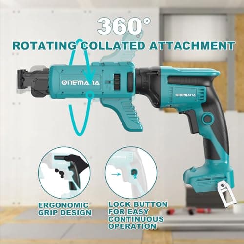20V MAX Brushless Cordless Drywall Screw Gun 4200RPM Auto-Feed Screwdriver with Depth Adjustment | Compatible with Collated Attachments & LED Light (Tool Only)