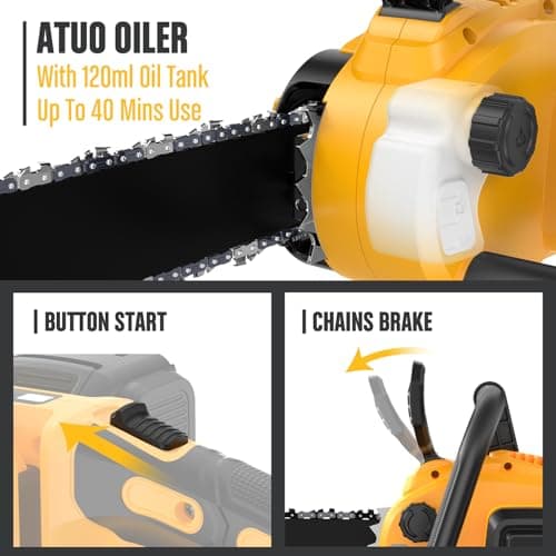 16-Inch Brushless Chainsaw, 40V (2 x 20V MAX) Cordless Battery Powered Chain Saw Compatible DeWALT Battery, Ideal for Wood/Tree Cutting, Pruning, Tool Only (Battery Not Included)