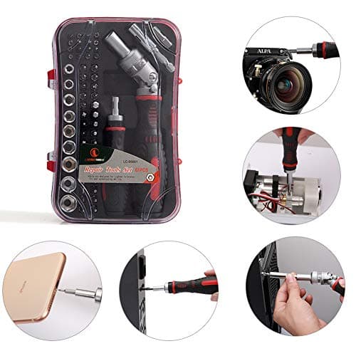 61 in 1 Ratcheting Screwdriver Set, Magnetic Screwdriver Bit Set with Rotatable Ratchet Handles, Sockets & Bits, Household Repair Tool Kits for Computers, Electronic Devices, Furniture