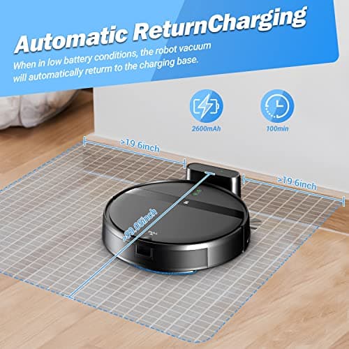 Robot Vacuum and Mop Combo, 2-in-1 Robotic Vacuum Cleaner with Tangle-Free Suction, WiFi/Alexa/App Control, Auto Recharge, Ultra-Slim Quiet Design for Pet Hair, Hard Floors & Low-Pile Carpets