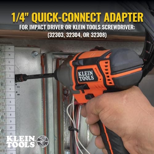 Klein Tools 32768 Impact Driver Set, 3-in-1 SAE Impact Socket and Bit Holder, Flip Socket with Nut Drivers in 1/4 and 5/16 Hex Sizes, 3 and 5-Inch Lengths, 2-Piece