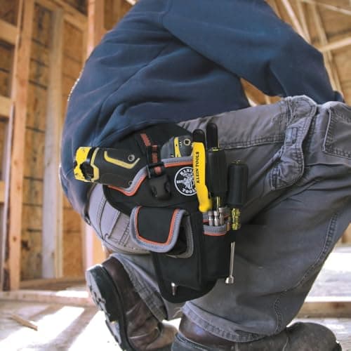 Klein Tools 5183 Tool Bag, Tradesman Pro Drill Pouch, 1680d Material, Drill Holster with Pockets for Tools and Bits