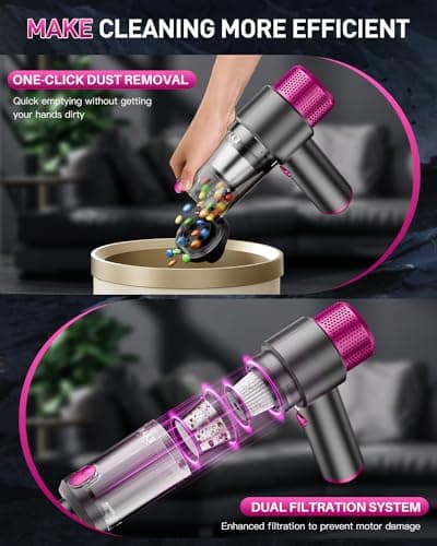 EYYA Handheld Car Vacuum Cleaner Cordless, 15000PA High Power Car Vacuum Cleaner & Air Duster, 4-in-1 Portable Mini Car Vacuum Cleaner with LED Light, Hand Held Vacuum Cleaner for Car Home Office