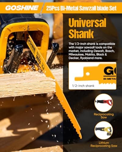 25 Pack 9 in 6/12TPI Reciprocating Saw Blades,Stud and Nail sawzall Blades, 9" High-Strength Bi-Metal sawzall Blades for Wood and Nail-Embedded Wood, Small Branches, Pallets,PVC Pipe