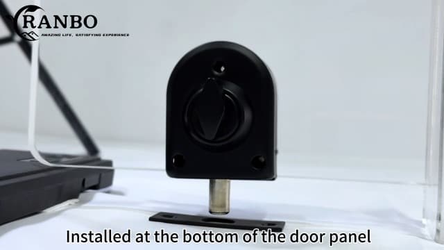 Ranbo Frameless Glass Door Floor Lock, Clamp-On No-Drill, 304 Stainless Steel, Fits 3/8"–1/2" (10–12 mm) Swing/Sliding Doors — Ideal for Office, Entrance, Storefront,Top or Bottom Mount, Matte Black