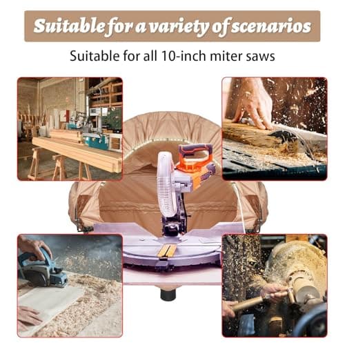 Miter Saw Dust Collection Hood with Light, Dust Solution for Miter Saws, Dust Collector, Accessory Holes, Universal Fit, Storage Bag - Khaki