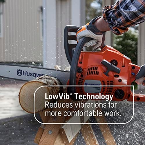 Husqvarna 120 Mark III Gas Chainsaw, 38-cc, 2-Cycle X-Torq Engine, 16 Inch Chainsaw with Automatic Oiler, For Wood Cutting and Tree Pruning, 970739616