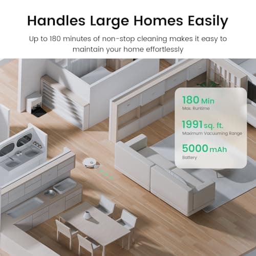 Robot Vacuum with All-in-One Station, Dual Mops with 12 mm Auto-Lift and Carpet Detection, Auto Dust Collection, 6000 Pa Suction, 180 Mins Runtime, Auto Mop Washing & Drying