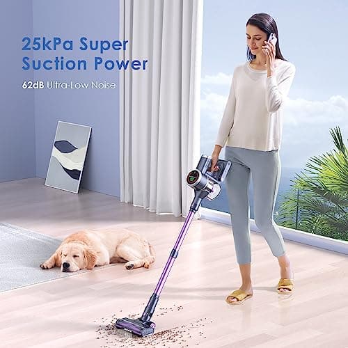 Lubluelu Cordless Vacuum Cleaner, 25Kpa Brushless Vacuum Cleaner, Cordless Vacuum with LED Display Screen, 6 in 1 Stick Vacuum for Pet Hair Carpet Hard Floor