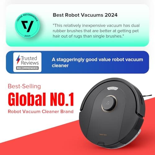 roborock Q5 Pro Robot Vacuum and Mop Combo, 5500Pa Powerful Suction, DuoRoller Brush, LiDAR Navigation, 3D Mapping, Robotic Cleaner for Dirt, Floors, Pet Hair, 240min Runtime, Smart No-Go Zone, Black
