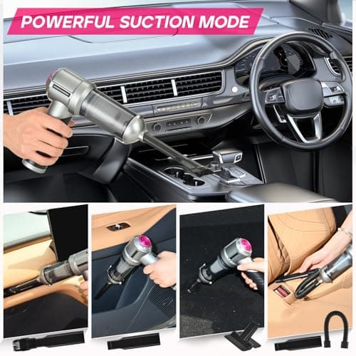 PeroBuno Car Vacuum Portable Cordless, 18000PA Suction, 3-in-1 Foldable Handheld Vacuum & Air Duster with Brushless Motor, 40mins Runtime, One-Click Dust Removal for Car Home Cleaning