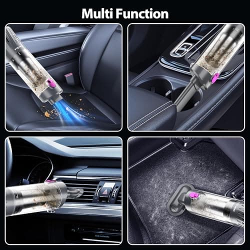 Handheld Vacuum Cordless 25000Pa Car Vacuum 3-in-1 Handheld Vacuum, Includes Smart Display and Charging Base Hand Vac Cordless Rechargeable One-Touch Empty for Home/Pet/Car (Violet)