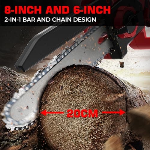 Mini Chainsaw for Milwaukee M18 Battery, Auto-Oiler, 8-Inch and 6-Inch 2-IN-1 Brushless Cordless Pruning Chainsaw, Battery Powered Mini Chainsaw for Wood Cutting, Tree Trimming (only tool)
