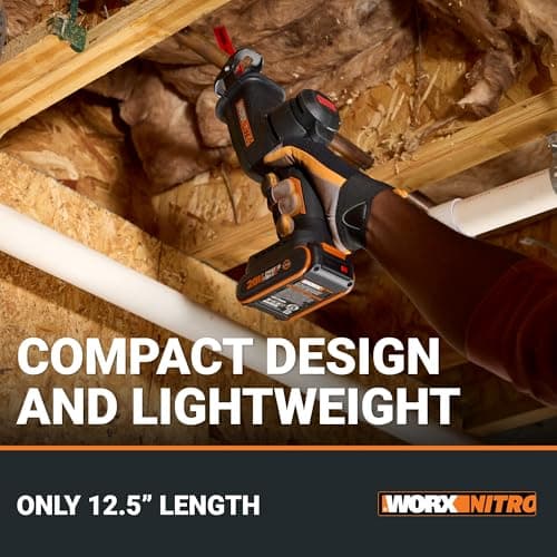 WORX 20V Cordless Reciprocating Saw for Wood, 1" Stroke Length, Brushless Motor, Lightweight Design WX501L